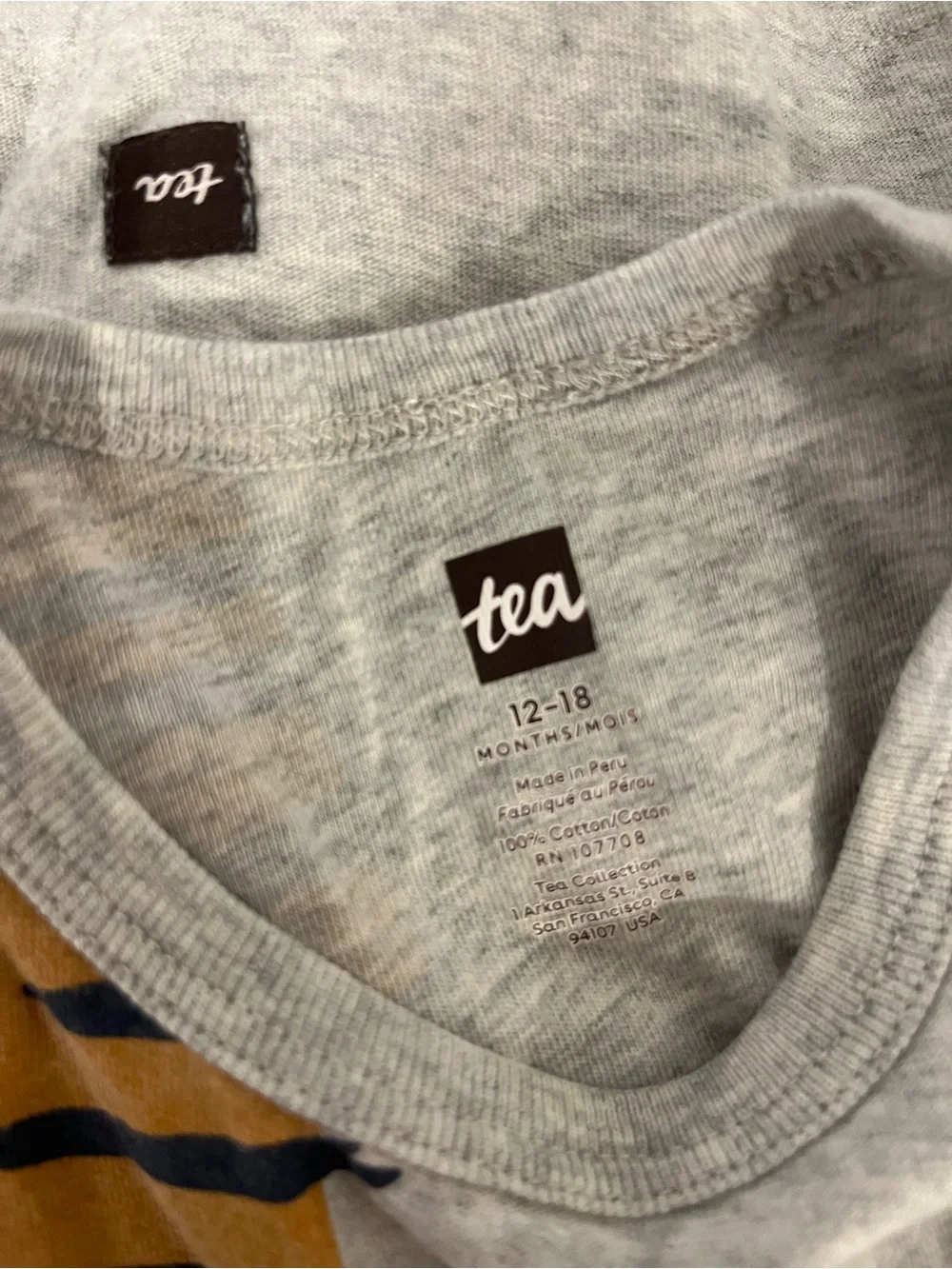 Tea Collection 12-18m Gray Long Sleeve Cotton Tee with Tiger Graphic